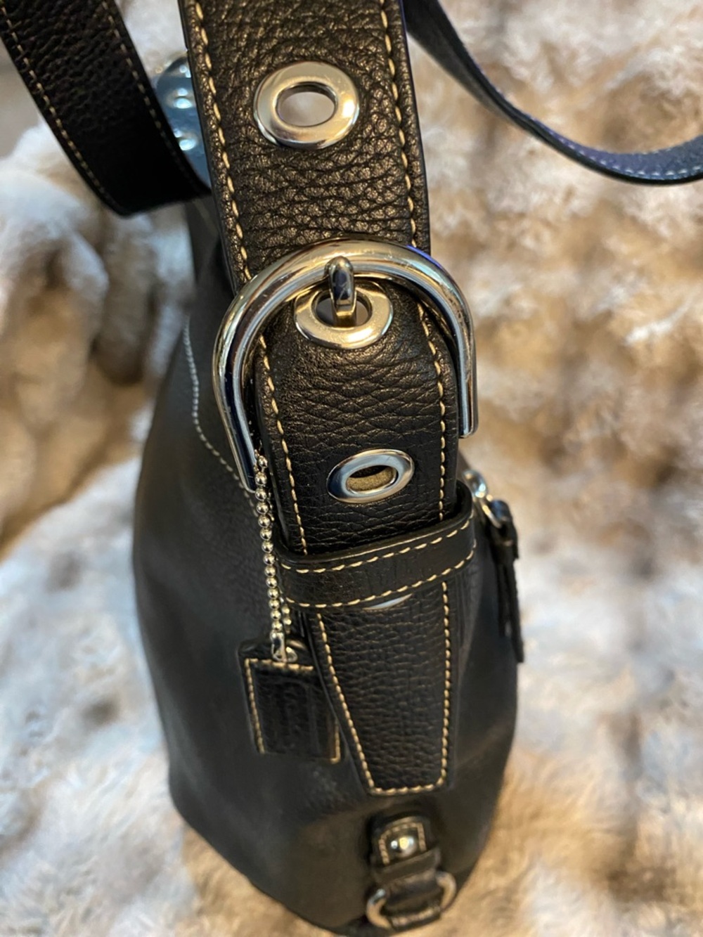 Coach Black Pebbled Leather Shoulder Bag with Silver Hardware - Picture 5 of 11